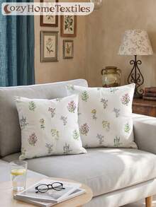 1pc/2pcs Printed Pillowcase (Pillow Insert Not Included), Zipper Closure, Easy Care, Soft Breathable Skin-Friendly, Suitable For All Seasons, Sofa And Room Decoration Cushion, Back To School - Multicolor - View 2