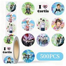 500pcs/Roll CORTI/S Roll Stickers Round Cartoon Portrait Seal Stickers Scrapbook DIY Collage Material Gift Box Packaging Decorative Stickers K-Pop Fan Support Merchandise Birthday Gift For Best Friend - Multicolor - View 1