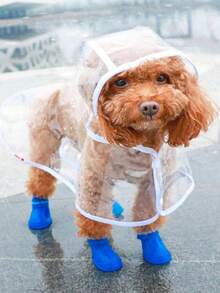 Transparent Hooded Dog Raincoat, Transparent Full Body Waterproof Pet Raincoat, Lightweight Outdoor Walking Raincoat Suitable For Small And Medium-Sized Dogs, Adjustable Edging And Fixed Hood Transparent Dog Raincoat Suitable For Daily Walking - Multicolor - View 2