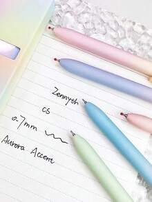 5pcs Gel Pen Set, Aurora Design, Retractable Quick-Dry Black Ink Pens, 0.5mm Fine Tip, High-Quality Cute Ballpoint Pens, Smooth Writing, Macaron Color Tone, Comfortable Grip, Suitable For School And Office Supplies - 5 Pcs - View 4