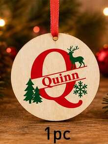 Custom Initial Name Christmas Ornament, Personalized Round Tree Hanging Decor, Festive Reindeer Snowflake Holiday Style, Customized Christmas Keepsake Gift, Customizable Family Name Ornament For Xmas Tree Decor, Christmas Decorations, Family Gifts - Style C - View 28