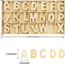 130pcs Wooden Alphabet Set With Wooden Storage Tray, Blank Wooden Alphabet, Alphabet Learning Gift, Home Decor, Valentine's Day Gift, Birthday Gift, Graduation Gift (Upgraded Thickened) - A - View 6