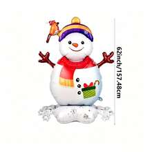 1pc 62" Standing Snowman Shaped Balloon, Suitable For Christmas Party Atmosphere Decoration, Party Event Gift Prop, Indoor And Outdoor Room Decoration - View 6