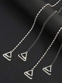 1 Pair Rhinestone Bra Straps, Sparkly Crystal Shoulder Body Chain, Sexy Invisible Bra Strap Accessory, Rave Festival Party Jewelry For Women - Silver - View 5