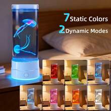1 buah Lampu Akuarium Ubur-ubur Berubah Warna Tanpa Suara, 7 Mode Cahaya, Basis Bercahaya Bertenaga USB, Dekorasi Rumah Meja Kamar Tidur, Lampu Cahaya Lembut Mengapung, Hadiah Liburan - View 1