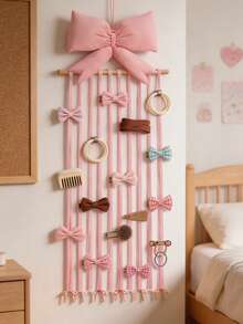 1pc Pink Large Bow Hair Accessory Storage Box, Suitable For Bedroom Decor, Children's Room, Nursery, Cute Room Decor, Baby Room - Multicolor - View 3