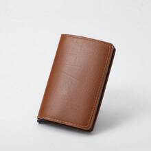 Men's Carbon Fiber PU Leather Card Holder RFID Anti-Theft Automatic Pop-Up Card Slot Aviation Metal Ultra-Thin Minimalist Wallet - Multicolor - View 11
