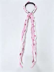 Serre-tête en peluche Maillard coloré avec long ruban à franges, accessoire de cheveux tressés, décoration de cheveux tressés style serre-tête, élastique à cheveux en corde tressée colorée en peluche - Noir - Voir 10