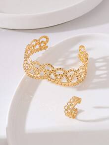 1 Set Fashionable Personalized Geometric Women's Bracelet & Ring Set - Yellow Gold - View 5