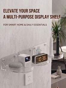 No-Drill Wall-Mounted Camera Shelf, Transparent Self-Adhesive Security Camera Bracket With Cable Management, Space-Saving Small Floating Shelf For Home, Office, Bedroom - A - View 6