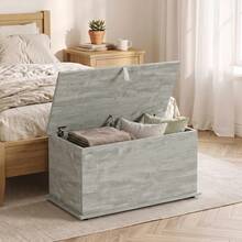 HOMCOM Coffre de Rangement, Banc de Rangement avec Couvercle Rabattable, Banc à Chaussures, Meuble d'Entrée, Couloir, Chambre, Salon, 80 x 40 x 45 cm - Gris - Voir 5