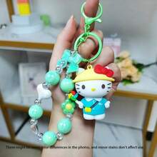 1pc Cartoon Flower Beaded Sanrio Keychain Doll Pendant Hello Kitty Phone Chain Bag Charm Kuromi Beaded Chain - Multicolor - View 17