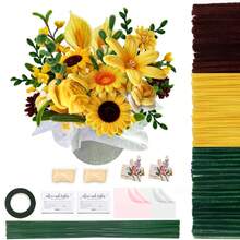 431pcs Sunflower Velvet Stem Handmade Set, 6mm X 30cm, Yellow Green Brown, Includes Flower Stems, Greeting Cards, Wedding Cards, Ribbons, Wrapping Paper, Adhesive Tape, Suitable For DIY Crafts, DIY Floral Making, Creative Projects - Pipe Craft - View 10