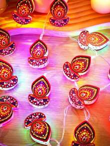 1 String Candle Lights, LED Hollow Metal Oil Lamps, Battery Powered String Lights, Suitable For Diwali Decoration, Party Decoration, Wedding Decoration, Home Decoration, Bedroom Decoration And Holiday Decoration - Candle String Lights - View 4
