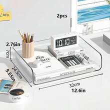 2 Stackable File Trays, Paper Storage Box, Transparent Desktop File Organizer, Suitable For School, Office And Home Desktop Storage Rack, File Organizer Box Can Store Books, Newspapers And Magazines. - Clear - View 7