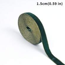 5 Yards Dark Green Gold Trim Flocked Ribbon, Soft & Delicate Flocked Texture, Exquisite Gold Edge Binding, Suitable For Gift Wrapping, Bow Making, Christmas Holiday, Wedding Floral Packaging, Premium Accessory For Handmade Crafts & Gift Box Decoration (1.0cm-4.0cm) - Dark Green - View 10