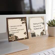 4 Packs Total 200 Sheets Vintage Library Sticky Notes 75x75mm 3x3 Inch, Book & Coffee Writing Theme Self-Adhesive Memo Pads, Nostalgic Study Planner To-Do List Desktop Reminder Stickers, School Office Stationery Supplies - 75 X 75 mm - View 6