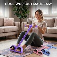 Pedal Resistance Band 4-Tube, Elastic Pull Rope With Non-Slip Pedals And Comfort Grip, Full Body Workout Equipment For Abs Arms Legs, Home Yoga - A - View 7