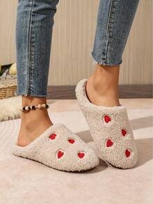 Soft Sole Embroidered Heart Warm Slippers - Quiet Slippers - Super Soft & Lightweight - Suitable For Floor Or Carpet Use, Halloween, Christmas Decoration, Home Decor, Comfortable, Bedroom - Multiple Styles - View 9