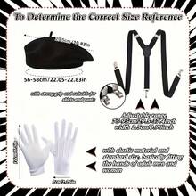 Halloween Clown Cosplay Costume Set With Solid Color Beret, Bandana And Gloves For Stage Performance - Multicolor - View 4