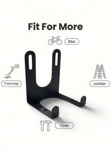 1 Set Black Metal Wall-Mounted Tool Rack, Multi-Functional Storage Organizer, Kitchen And Bathroom Tool Organizer, Practical Hooks - Storage Rack - View 4
