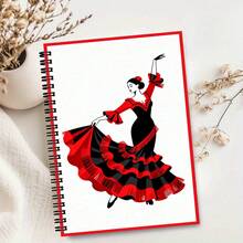 1pc Spanish Red Dress Style A5 Lined Notebook, Back To School, Student Learning Office Notes, Daily Home Notes, Portable Notebook - A5 lined - View 3