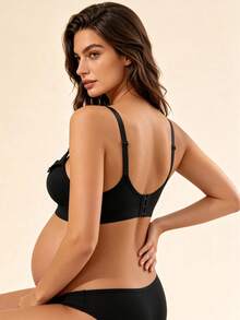 Hart & Haze 1pc Lace Patchwork Wireless Nursing Bra Without Padding - Black - View 2