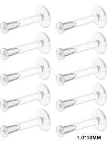10pcs 16/18g Clear Earrings For Sports Work Bioflex Labret Clear Piercing Retainers Plastic Clear Piercing Studs Helix Tragus Lip Medusa Monroe 6-12mm - Clear - View 21