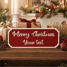 Custom Two-Tone Wooden Christmas Sign, Personalized Festive Wall Decor, Classic Holiday Style, Customized Family Name Plaque, Customizable Text Christmas Home Decor, Entryway Display, Housewarming Gift, Christmas Gift, Street Sign, Family, Friends - Black and White - View 9