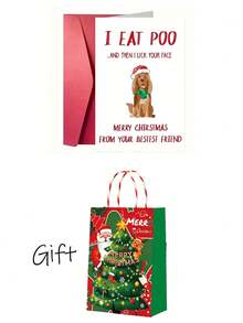 Christmas Greeting Card For Special Friends, Holiday Champagne Cocktail Christmas Card With Holly, Decorative Balls, Reindeer And Star Decorations, Holiday Handwritten Note Card, Christmas Gift For Wine Lovers And Good Friends, With Red Envelope - Multicolor - View 10