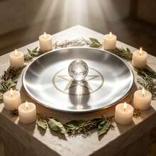 Pentagram Stainless Steel Metal Altar Tray, Spiritual Ritual Energy Storage Tray, Crystal Raw Stone Aromatherapy Candle Display Base, Gothic Mystical Style Desktop Decor Dish, Midsummer Samhain Winter Solstice Spring Equinox Festival Altar Arrangement Ornament, Multi-Functional Fragrance Storage Tray - View 5