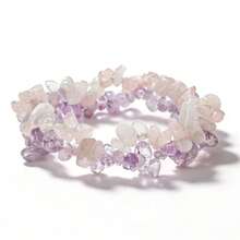 1Pc Double‑Row Natural Stone Chips Bracelet Irregular Gravel Beaded Elastic Bangle For Women Couple Healing Crystal Jewelry Gift - Multicolor - View 16