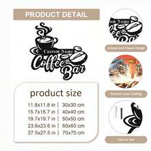 1pc Personalized Coffee Bar Sign, Customized Metal Wall Decor, Suitable For Kitchen, Cafe Decoration, Housewarming Gift For Coffee Lovers, Vintage Style Hanging Plaque - Black - View 11