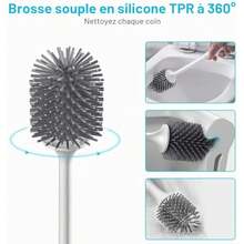 Brosse WC, Brosse de Toilette en Silicone, Balayette WC en Silicone Antibactérienne à Séchage Rapide, Brosse Toilettes à Manche - style comme sur la photo - Voir 3