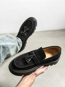 Men's Business Thick Sole Dress Loafers, PU Leather Shoes For Daily Wear And Formal Occasions - Black - View 8