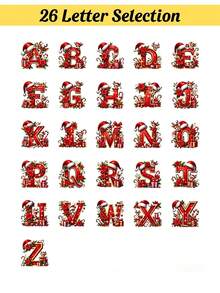 Customized Personalized Christmas Reindeer Initial Round Stickers, Christmas Hat Letter Name Stickers, Christmas Gift Box Sealing Labels, Custom Name Stickers For Christmas And Gift Wrapping, Party Favor Decoration Stickers, Perfect For Family Gifts - Multicolor - View 4