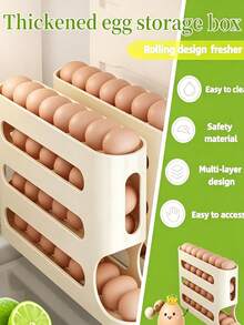 Egg Rolling Machine, Automatic Egg Rolling Storage Rack, Refrigerator Egg Storage Container, Space Saving Egg Container For Refrigerator And Countertop, Practical Egg Rack For Kitchen Pantry, Keeping Eggs Neatly Arranged For Daily Kitchen Use - Multicolor - View 6