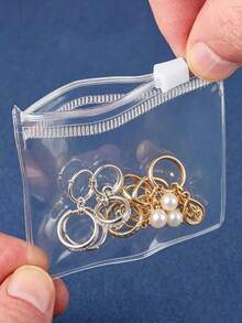 20pcs Transparent Reusable Zipper Bags - Portable Storage Bags For Jewelry, Cosmetics, Office Supplies And Small Items; Smooth Surface, Rectangular Design With Zipper Closure, Suitable For Jewelry Storage And Roll-Up Jewelry Pouches. University Holiday Cruise Summer Vacation Essentials Travel Accessories Travel Storage Bags Travel Essentials Travel Supplies Travel Bags - Multicolor - View 1