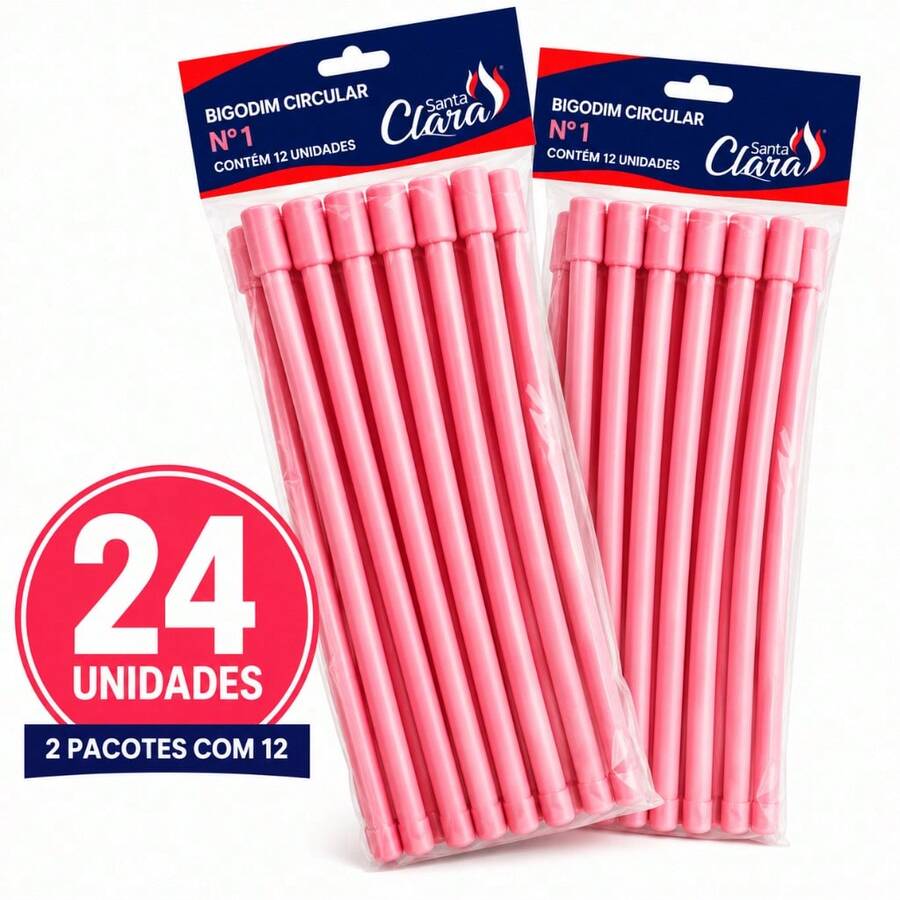 Kit 24 Bigodim Bigudinho Circular Santa Clara Nº3  – Cachos Definidos e Naturais