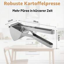 Large‑Size Stainless‑Steel Potato Ricer And Spaetzle Press, Fitted With Non‑Slip Silicone Handle. Heavy‑Duty Kitchen Press For Creating Puree And Gnocchi, Compatible With Dishwasher. - Silver - View 9
