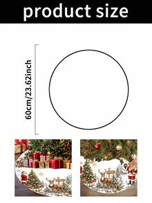 1/100Pcs Christmas Theme Christmas Tree Skirt, Christmas Snowman & Reindeer Theme, Round Base, Diameter 60/90CM Optional; Suitable For Winter Party And Home Holiday Decoration, Ideal Christmas Tree Decor. - Multicolor - View 8