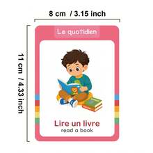 6 Theme French Learning Flash Cards, Kids Educational Cards, Preschool Kindergarten French Language Learning Material, Fruits Vegetables Food Body Animals Emotions Daily Life Theme Vocabulary Flashcards - Multicolor - View 4