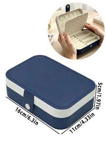 1件大容量珠寶盒，PU皮革珠寶盒，便攜旅行珠寶收納盒，多層珠寶展示盒，精巧耳環戒指盒，珠寶收納整理盒，女性禮物盒，旅行必需品 - 彩色 - 查看 16