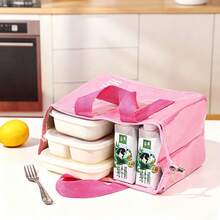 1pc Multi-Color Printed Insulated Lunch Bag, Waterproof Oxford Fabric Tote Bag, Portable Food Carrier Bag Suitable For Office And School - Multicolor - View 2