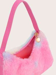 1pc Fluffy Autumn/Winter Versatile Niche Design Handheld Shoulder Bag, Fashionable Underarm Bag - Plush - View 6