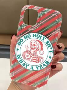 1pc Personalized Striped Christmas Skeleton Drink Slogan Pattern Transparent TPU Air Cushion Shockproof Phone Case Compatible With IPhone 16/16Pro/16Plus/15/15ProMax/15Pro/11/12/13/14ProMax/12Mini/13Mini/11Pro/11ProMax/12Pro/12ProMax/13Pro/13ProMax/14Pro/14ProMax Soft Shell Premium Quality - Multicolor - View 6