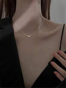 1 buah Kalung Senyum Berlapis untuk Wanita, Desain Minimalis Unik dan Personal, Rantai Tulang Selangka, Perhiasan Modis, Serbaguna, dan Elegan - Emas - View 2