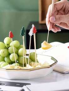 50pcs Christmas Tree Cocktail Picks - Holiday Food Skewers, Suitable For Fruit, Burgers, Cupcakes And Appetizers, Party Decoration - Multicolor - View 6