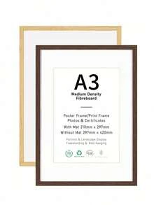 Mosearon 4/1組 30 X 40 cm MDF相框，A3與A4證書與海報框，無背板，配透明壓克力面板，適用於客廳、臥室與藝廊牆面裝飾，僅供展示 - 棕色 - 查看 16