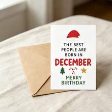 1pc December Birthday Christmas Card With Envelope - "Born In December" Holiday Greeting, Suitable For Friends And Family, Blank Inside - View 5